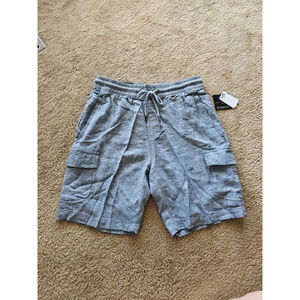 Saks Fifth Avenue Men's Linen Blend Cargo Shorts - Navy Blue- Size Small - NEW